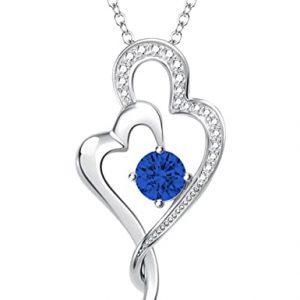 ITS4YEO 925 Sterling Silver I Love You to The Moon and Back Heart Birthstone Necklaces Zircon Pendant Necklaces Jewelry Gift for Women Wife Girls Her Valentines Gift(September)