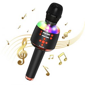 Taroola Bluetooth Wireless Karaoke Microphone with LED Light, Portable Karaoke Mic Speaker Singing Machine for PC and Smartphone, Birthday Gifts for K