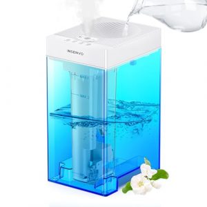 INSENVO Top Fill Humidifier, 5L Cool Mist Humidifier with Touch Control, Ultrasonic Adjustable 3 Mist Outputs, 3 Timers, Auto Shut - off Air Humidifier for Bedroom, Living Room, Office, Pets, Plants