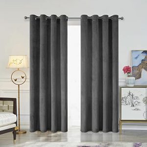 Tbcoou Grey Velvet Curtains Luxury Blackout Curtain 84 Inch Length 2 Panels Thermal Insulated Drapes for Bedroom Living Room Darkening Sound Proof Win