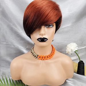 PangDongLai Pixie Cut Wigs for Black Women Human Hair Pixie Cut Bob Wigs Pixie Bob Cut Wigs for Black Women Remy Human Hair Glueless Wigs with Side Ba