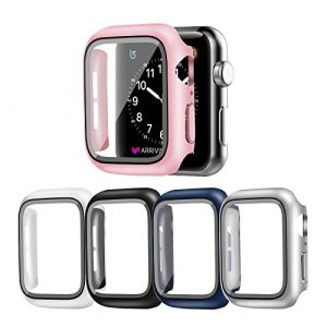 OPKALL for Apple Watch 40mm/44mm Series 6/5/4/SE ?2 Pack?: Case ?Built - in Touch Sensitive Clear Tempered Glass Screen Protector?: , Hard PC Shockproof Ca