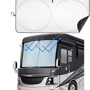 Big Ant RV Bus Windshield Sunshade, 240T UV Reflective Car Sun Shade Keeps Your RV Motorhome Cool, Custom for Front RVs, Trucks, Motorhomes, Large Bus