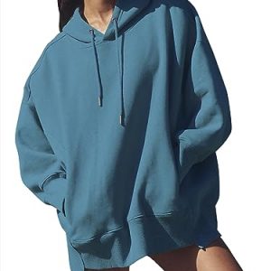 OU MgCE FAST FASHION Women's Oversized Hoodies Casual Drawstring Pullover Sweatshirt Fall Winter Y2K Hoodie with Pockets Blue M
