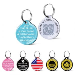 WOTTISH Dog Tag - Dog Tags Personalized for Pets - Small Custom Dog Name Tag - QR Code Dog Cat ID Tag - Free Scannable Modifiable Pet Online Profile t