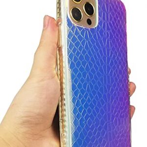 Holographic Mermaid Case for Apple iPhone 13 Pro Max, Super Slim Hard Back Cover Color Changing Reflective Protective Serphentine Phone Case for Women