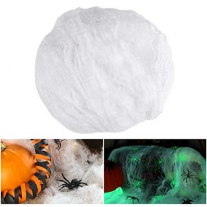 STOBOK Halloween Spider Webs 1000 sqft Halloween Stretch Cobwebs Night Light Haunted House Web Spider Webbing Indoor & Outdoor Decoration