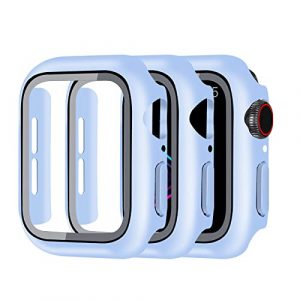 OPKALL for Apple Watch 40mm/44mm Series 6/5/4/SE ?2 Pack?: Case ?Built - in Touch Sensitive Clear Tempered Glass Screen Protector?: , Hard PC Shockproof Ca