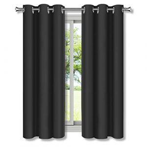 Blackout Curtains, Living Room Curtains Energy Efficient Thermal Insulated Grommet Black Short Curtains Room Darkening Solid Window Curtains & Drapes