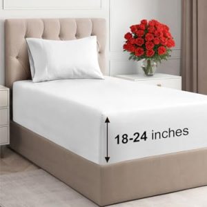 Extra Deep Pocket Sheets - 3 Piece Sheet Set - Deep Pocket Twin Sheets - Extra Deep Pocket Twin Sheets - Deep Fitted Sheet Set - Extra Deep Pocket Twi