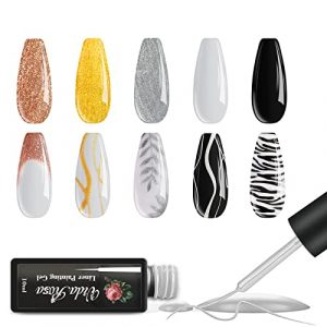 Professional Gel Nail Liner Polish Pens UV LED Painting Gel Polish Set of 5 for Nail Art Nail Design Nail Drawing for Manicure Salon for Striping Stro