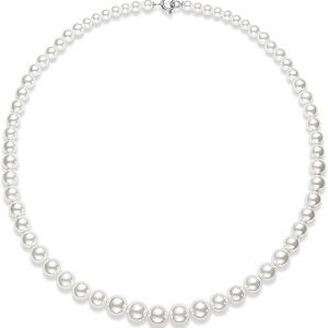 Pearl Strands Necklace: White Round Gradual Pearl Fashion Jewelry Wedding Gifts for Women Mother Brides Men