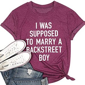 CYJAGNY I was Supposed to Marry A Backstreet BOY T - Shirt Graphic Print Tee Tops for Women's Short Sleeve Summer T - Shirt Purple