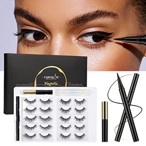 Magnetic Eyelashes with Magnetic Eyeliner Kit, 3D Faux Mink Natural Look Reusable False Lashes, Waterproof Eyeliner, Easy to Wear Magnetic Fake Eyelas