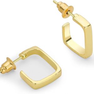 Hagpal Rectangle Hoop Earrings Gold Hoop Earrings For Women Retro Geometric Hoop Earrings For Birthday Valentine's Day Mother's Day Gift (Gold Triangle 3)