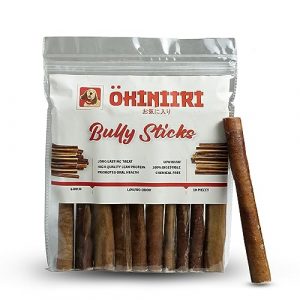 OKINIIRI Bully Sticks for Dogs, (6 in) | Premium Best Bully Sticks, 100% Beef Chews with Grass - fed, Grain & Rawhide Free | Long - Lasting and Suitable for All Kinds of Dogs - (6"/10 Pieces)