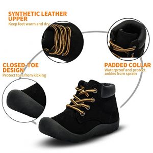 Toddler Boy Boots Waterproof Padded Ankle & Non - slip Sole, Soft Warm Winter Boots for Outdoor Lace up and Anti - collision