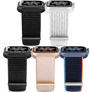 Nylon Band Compatible with Apple Watch Band 38mm 40mm 41mm 42mm 44mm 45mm, Women Men Stretchy Sport Wristbands for iWatch Series 7 6 5 4 3 2 1 SE, 5 P