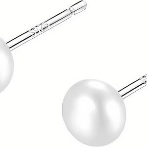 Tiny Pearl Earrings, 925 Sterling Silver Hypoallergenic Small Round Ball Composite Pearls Stud Earrings for Women Girls 3mm