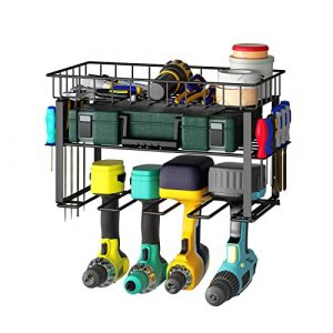 Apsan Power Tool Organizer, Garage Storage, Wall Mount Cordless Drill Holder Heavy Duty Metal Tool Rack, Perfect For Electric Drill, Spanner, Screwdri