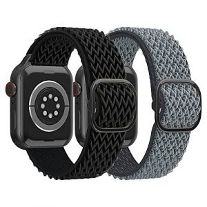 SKYLET Solo Loop Bands Comaptible with Apple Watch 38mm 40mm 42mm 44mm 41mm 45mm Women Men Girls iWatch Series 7 6 5 4 3 2 1 SE, 2 Pack Nylon Sport Br