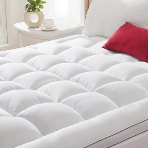 Mattress Pad Queen Size, Premium Soft Quilted Extra Thick Pillow Top Mattress Topper with Fluffy Down Alternative Fill, Mattress Cover with Elastic Deep Pocket, Stretches Up to 21"