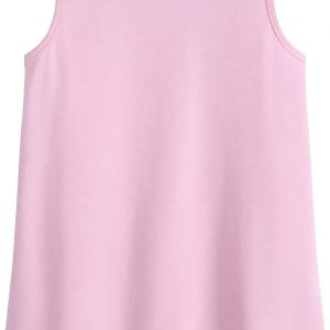 Arshiner Girls Tank Top Trendy Summer Sleeveless Crewneck T - Shirt Loose Cute Print Tops Kids Basic Tees 4 - 13 Years Light Pink