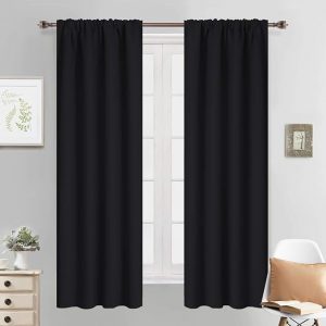 Yakamok Room Darkening Drapes Blackout Curtains Thermal Insulated Rod Pocket Curtain Panels for Bedroom, 38W x 63L, Sky Blue, 2 Panels