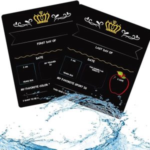 First Day of School Board, 11. 8" X 9. 8" Chalkboard Sign Double Sided Reusable Wood Sign for Kindergarten, Preschool, Back to School Supplies Signs for Kids, Suitable for Chalk and Liquid Chalk