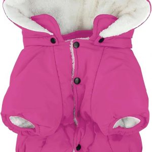 Lelepet Warm Dog Fleece Hoodie, Windproof Dog Winter Jacket, Reflective Dog Coat for Cold Weather, Thick Fleece Padded Dog Winter Clothes Vest for Sma