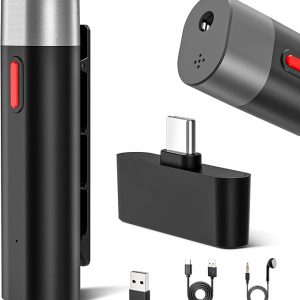 Wireless Lavalier Microphone, Plug - Play Lapel Mic for YouTube TikTok Facebook Noise Reduction Lapel Mic System fit for Android Mobile Phone Notebook C