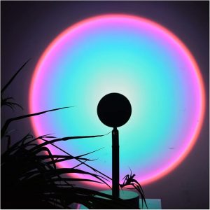 Jensense Sunset Lamp Rainbow Projection Lamps for Aesthetic Room Decor, Night Light Projector Rotation USB Port for Bedroom Kids Room Wedding Party Ea