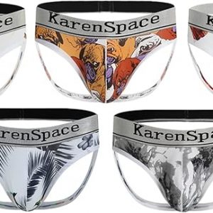 FULLSCHAR Men's Sexy Silk Printing Jockstrap Underwear Ideal Athletic Supporter Lightweight Jockstrap