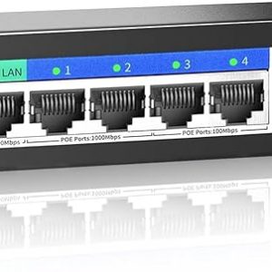 Goalake 6 Port Gigabit Ethernet Unmanaged PoE+ Switch, 4 Gigabit PoE+ @52W Built - in Power, 1 Gigabit Uplink + 1 Gigabit SFP Slot, 802. 3af/at, VLAN Mod