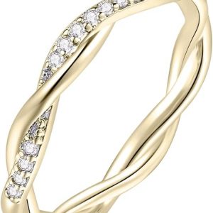 Zirconia Rings Women Fashionable Engagement Ring Diamond Crossover Elegant Rings Wedding Ring(A01 - Gold, 9)