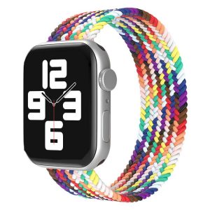 Suitable for Apple iWatch nylon integrated rainbow woven elastic watchband(elasticity)