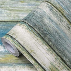 practicalWs 35. 4''?118'' Distressed Wood Wallpaper Self - Adhesive Peel and Stick Wall Paper Vintage Wood Panel Interior Film Surfaces Easy to Clean