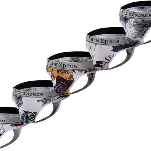 FULLSCHARM Men's Sexy Silk Printing G - String Thong Underwear Ideal Athletic Supporter Lightweight (Multicolor, M)