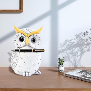 Magnetic Owl Statue for Home Decor Accents, Cute Key Holder Bookshelf Bedroom Living Room Office Table Desk Mantle TV Stand Boho Decoration, Modern Shel