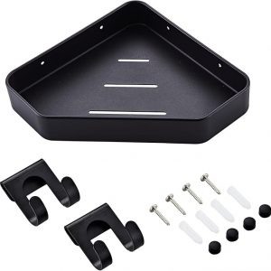 Veefos Corner Shower Caddy with Razor Holders, Shower Organizer Corner Shower Shelf Bathroom Shelf Storage Rack Floating Shelf, Space Aluminum(1 Pack,