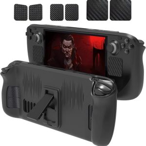 CAIJUNKAI Steam Deck Case with Stand Base, TPU Protective Case for Steam Deck with 6pcs Button Protector, Heat Dissipation, Anti - drop, Non - Slip and Ant