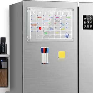 Doliremy Magnetic Acrylic Dry Erase Calendar Board for Fridge, 15. 7x12 Inch Reusable Acrylic Dry Erase Calendar for Refrigerator, with 1 Eraser and 4 Magnetic Dry Erase Markers(DBB1 - 001)