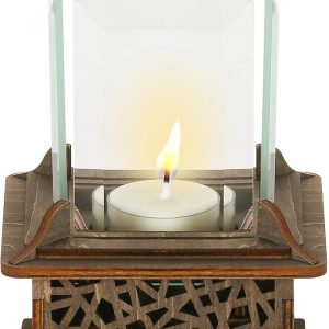 Wooden Tea Light Candle Holder, Votive Tealight Holder with Puzzles Box Wood Base, Rustic Farmhouse Home Decor and Modern Office Decoration