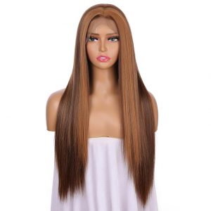 FUHSI Straight Long Hair Wig Synthetic Lace Front Wig Women's Wig Pink Ombre Wig Halloween Cosplay Daily Party Wig(Ombre Blonde to Pink)