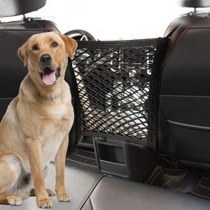 Mesh Vehicle Back Seat Car Dog Pet Barrier Divider Net Organizer for SUV Pickup Stretchable Storage Bag Easy Install, Car Divider for Driving Safely wi