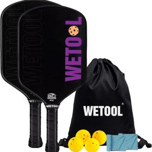 WETOOL Pickleball Paddles Set of 2, 16mm Carbon Fiber Pickle Ball Rackets 2 Pack USAPA Approved