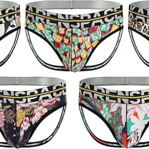 FULLSCHAR Men's Sexy Silk Printing Jockstrap Underwear Ideal Athletic Supporter Lightweight Jockstrap