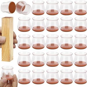 24 Pcs Chair Leg Floor Protectors for Hardwood Floors, Upgrade Silicone Chair Leg Caps, Felt Bottom Chair Leg Covers Protect Floors from Scratching, C