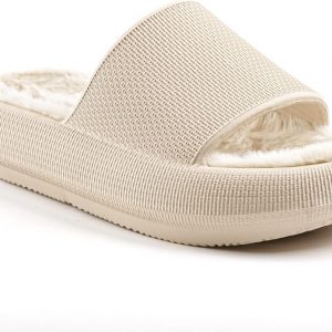 Plaka Pillow Cloud Slides for Women - Furry House Slippers for Women & Men, Indoor/Outdoor Comfy & Lightweight Cloudies, Non - Slip EVA Slide, Warming &