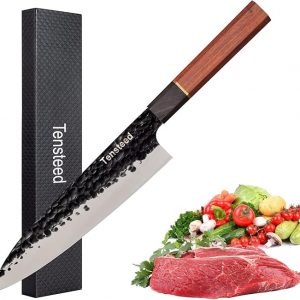 8 inch Chef Knife Japanese Gyuto Chef Knife , Professional Hand Forged Kitchen Chef Knife, 5 Layers 9CR18MOV High Carbon Meat Sushi Knife with Sandalwo